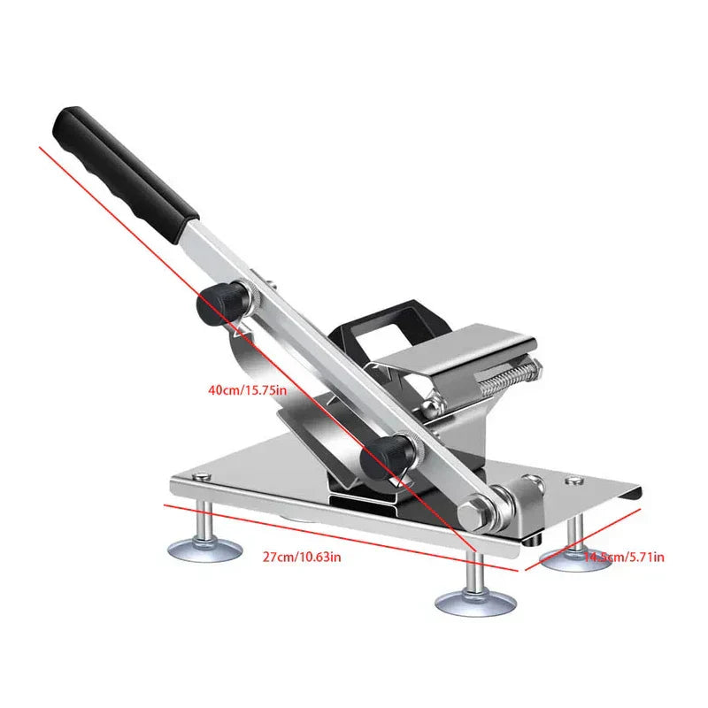 Mandoline Slicer - Manual slicer with dimension labels, white background