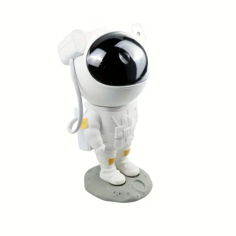 Standing astronaut galaxy projector lamp in a bedroom