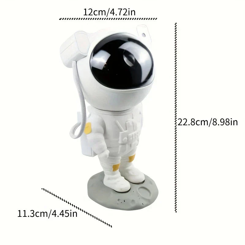 Projector Lamp - Astronaut figurine with dimensional measurements marked against a white background