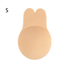 Nipple Concealers - Beige small size lift-style adhesive breast cover with notched top tab, displayed against plain white background