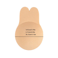 Nipple Concealers - Nude bunny-style breast lift nipple cover with printed size measurements marked by a horizontal line