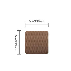 Brown square 5cm nicotine patch with dimension markings on white background