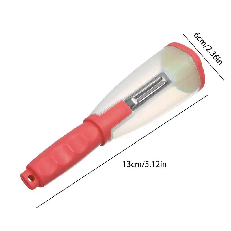 Storage Grater Box Container - Red-handled storage peeler, shown with its dimensions of 13cm length and 6cm width on a plain white background.