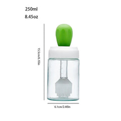 Glass Cleaning Squeegee - Glass oil brush bottle with green top, 250ml capacity, height 15.5cm, width 6.1cm