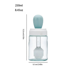 Glass Cleaning Squeegee - Glass oil brush bottle with light blue top, 250ml capacity, height 15.5cm, width 6.1cm