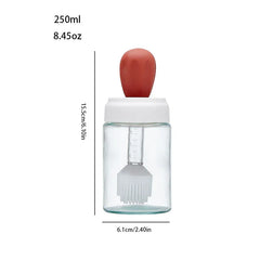 Glass Cleaning Squeegee - Glass oil brush bottle with red top, 250ml capacity, height 15.5cm, width 6.1cm