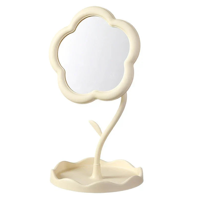 Sunflower desktop makeup mirror on a vanity