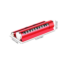 Temporary Parking Card Phone Number Plate Display - Red roller-style parking number plate with safety hammer end, showing size dimensions