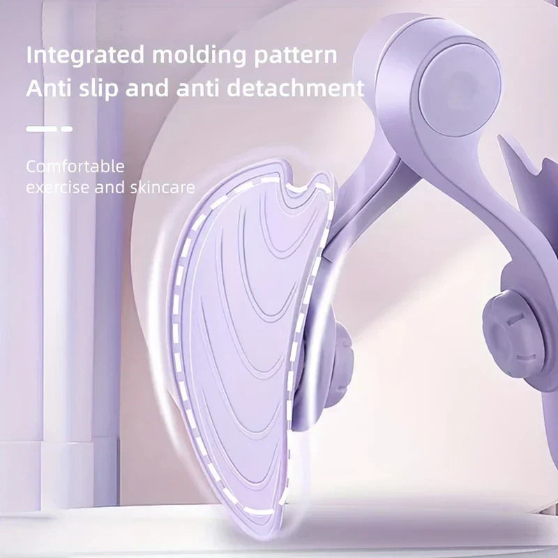 Toner - Close-up of a purple Kegel exerciser showing its contoured pad with dashed line detailing