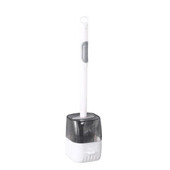 Toilet brush and holder set with enclosed storage