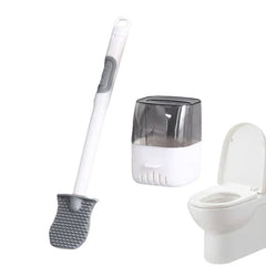 Close-up of toilet brush and holder set