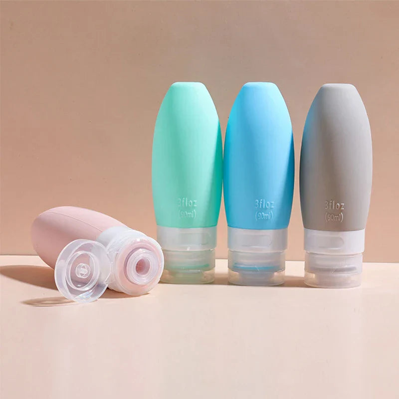 travel toiletry container with flip-top cap