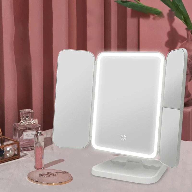 Tri-Fold Led Vanity Makeup Mirror