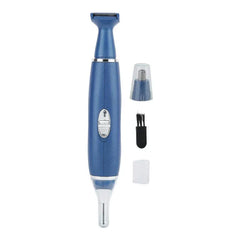 Five Senses Trimmer Clipper Tool - Blue personal trimmer displayed with included accessory attachments and cleaning brush