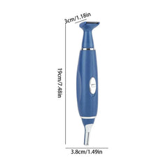 Five Senses Trimmer Clipper Tool - Blue handheld trimmer with dual ends, showing its size dimension measurements against a white background.