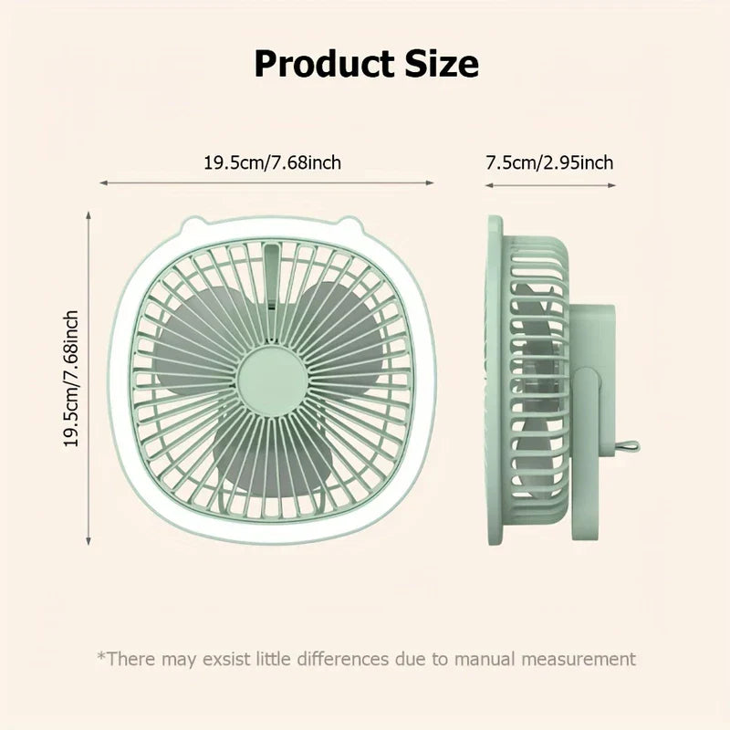 Usb Rechargeable Desk Fan With Led Light