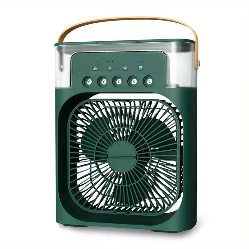 Ventilador personal recargable por USB, enfriador de aire portátil sobre un escritorio