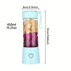 Rechargeable portable juicer in use