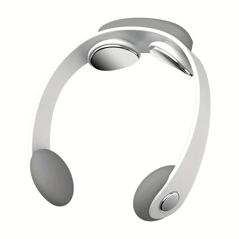 Shiatsu Neck Massager - White and gray cordless neck massager unit against a plain white background