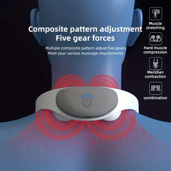 Shiatsu Neck Massager - Diagram showing adjustable intensity settings and massage mode options for the neck massager