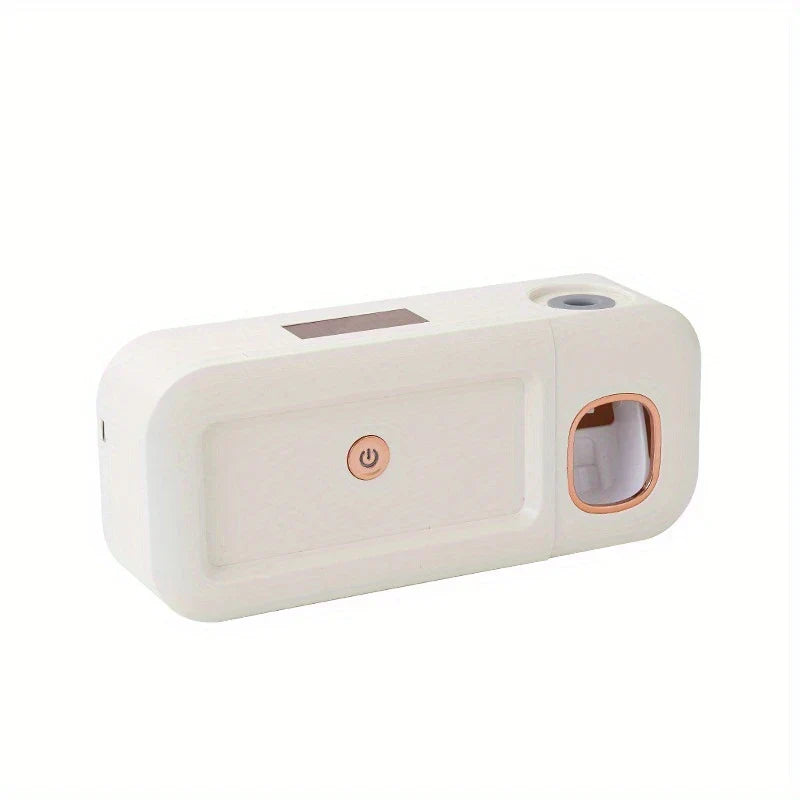 Esterilizador UV para cepillo de dientes: sanitizador de pared blanco con botón de encendido de cobre y ranura para pasta dental