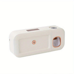 Esterilizador UV para cepillo de dientes: sanitizador de pared blanco con botón de encendido de cobre y ranura para pasta dental