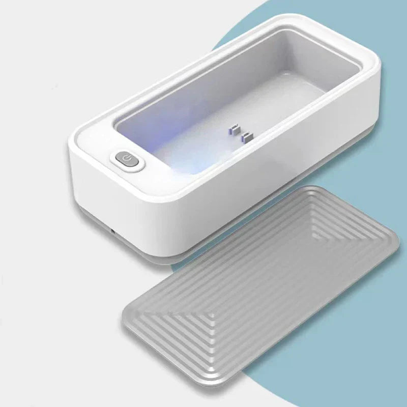 Close-up of the ultrasonic glasses cleaning machine in use