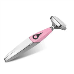 Ultrasonic Spatula - Pink and white handheld facial cleansing device with soft brush head and single control button