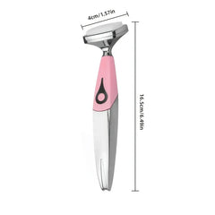 Ultrasonic Spatula - Pink and silver handheld facial cleansing brush showing its full length and brush head dimensions