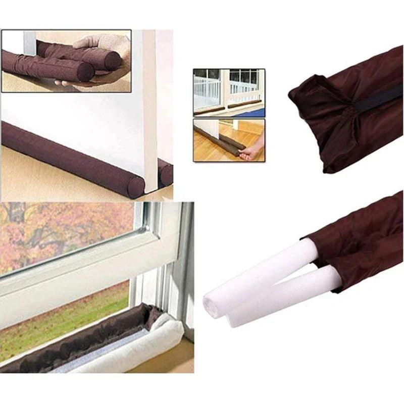 türdichtungsleiste unten - Collage mit Montageschritten, Schaumstoffeinlage und Verwendung an Türen und Fenstern