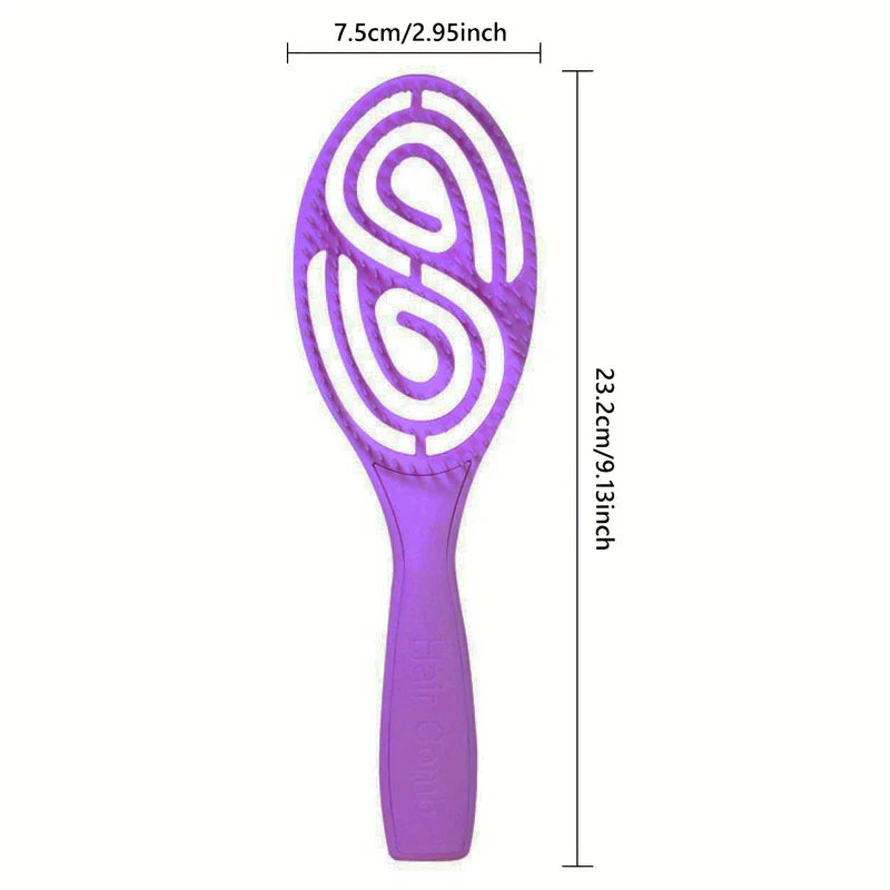 Paddle Hair Brush - Purple detangling hair brush showing dimensions 7.5cm wide and 23.2cm long against white background