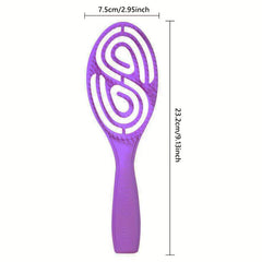 Paddle Hair Brush - Purple detangling hair brush showing dimensions 7.5cm wide and 23.2cm long against white background
