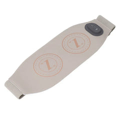 Slimming Belt Massager - Angled top-down view of light gray wearable belt showing textured strap ends and dual-button control panel