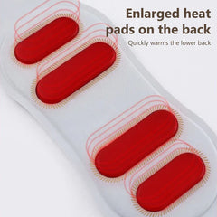 Slimming Belt Massager - Close-up interior view of a belt showing four red elongated heat pads on a light surface, with explanatory text to the right.