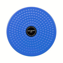 Fitness Board - Top-down view of a blue round waist twisting disc with raised bump texture and a central black label