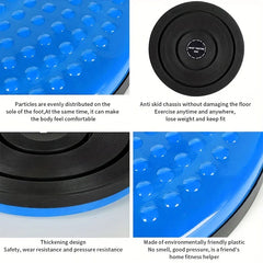 Fitness Board - Four-panel close-up collage showing textured top surface, black anti-skid base, thickened edge, and plastic material details