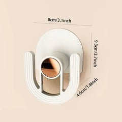 Slipper Rack Organizer - Wall-mounted white U-shaped hook with dimension labels on a light beige background