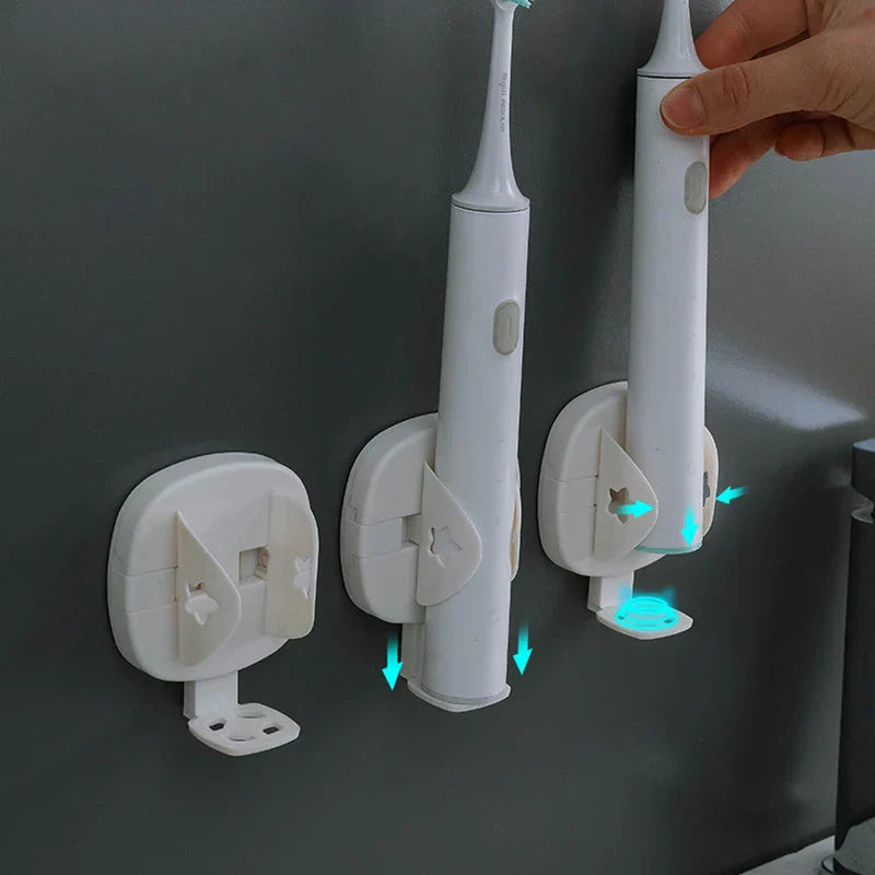 Close-up of electric toothbrush holder wall mount adhesive backing