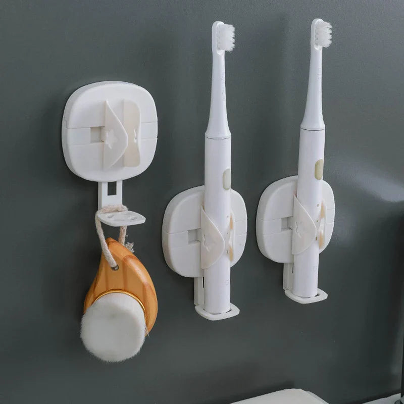 Electric toothbrush holder wall mounted in a bathroom setting
