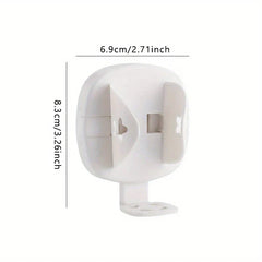 Electric Toothbrush Holder - White wall-mounted gravity holder with dimension lines showing 6.9cm width and 8.3cm height, on a plain white background.