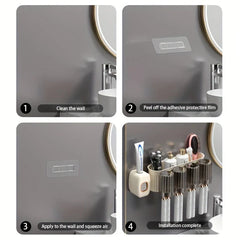 Wall Mount Adhesive Toothbrush Holder Set
