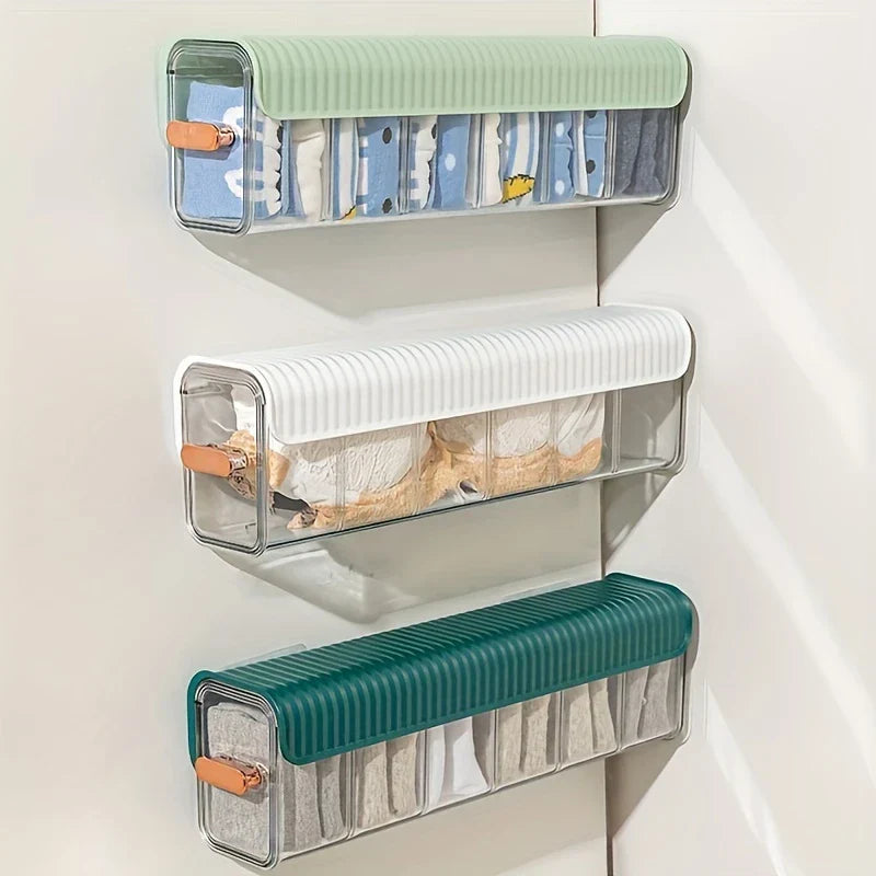 Wall Mount Adhesive Underwear Sock Organizer Box
