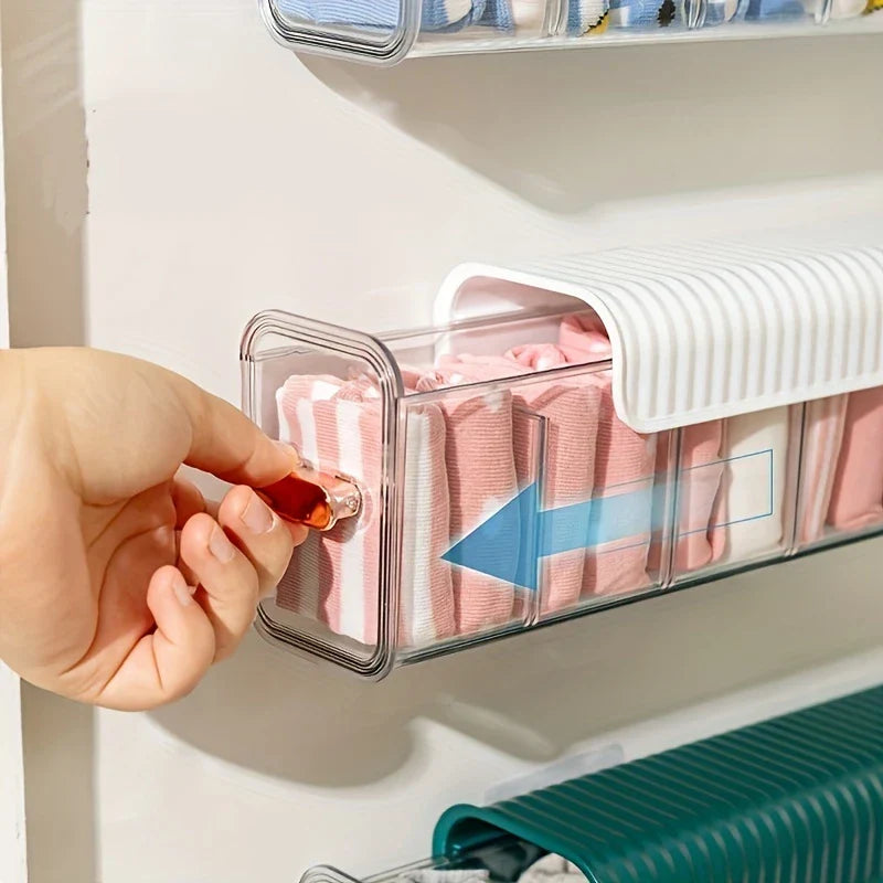 Wall Mount Adhesive Underwear Sock Organizer Box