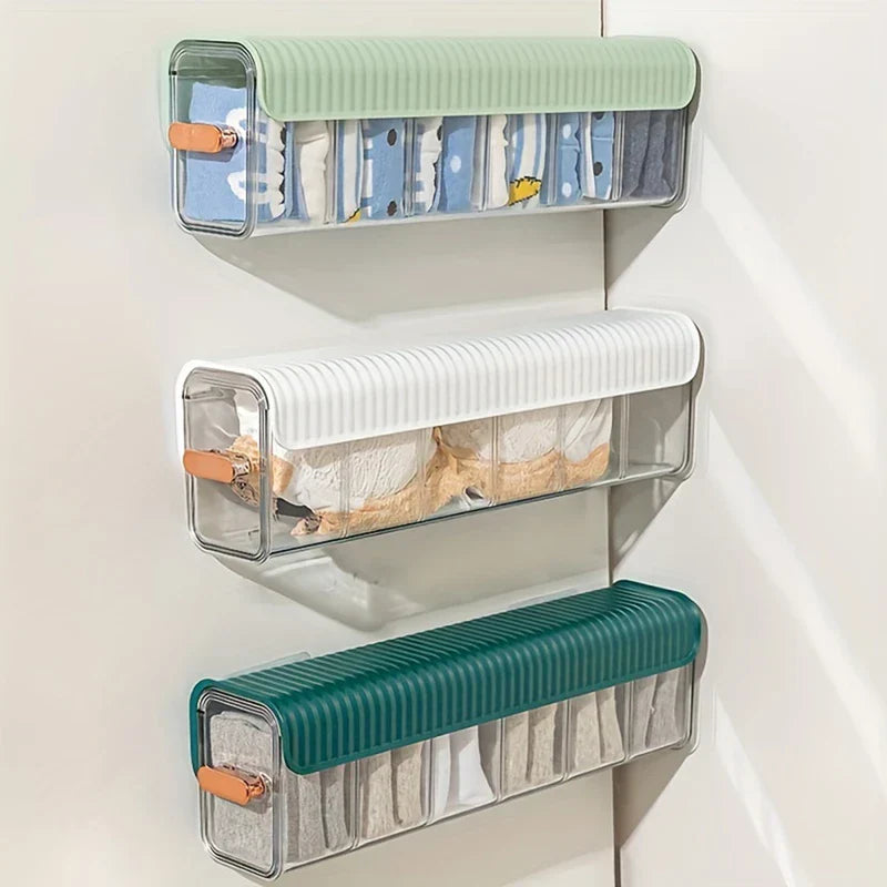Wall Mount Adhesive Underwear Sock Organizer Box
