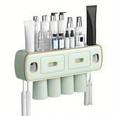 Wall Mount Toothbrush Holder Toothpaste Dispenser Set