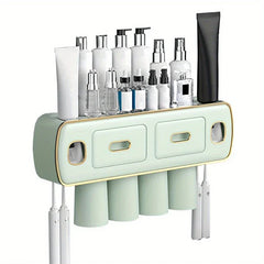 Wall Mount Toothbrush Holder Toothpaste Dispenser Set