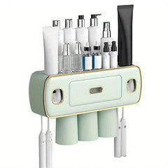 Wall Mount Toothbrush Holder Toothpaste Dispenser Set
