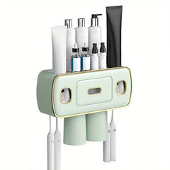 Wall Mount Toothbrush Holder Toothpaste Dispenser Set