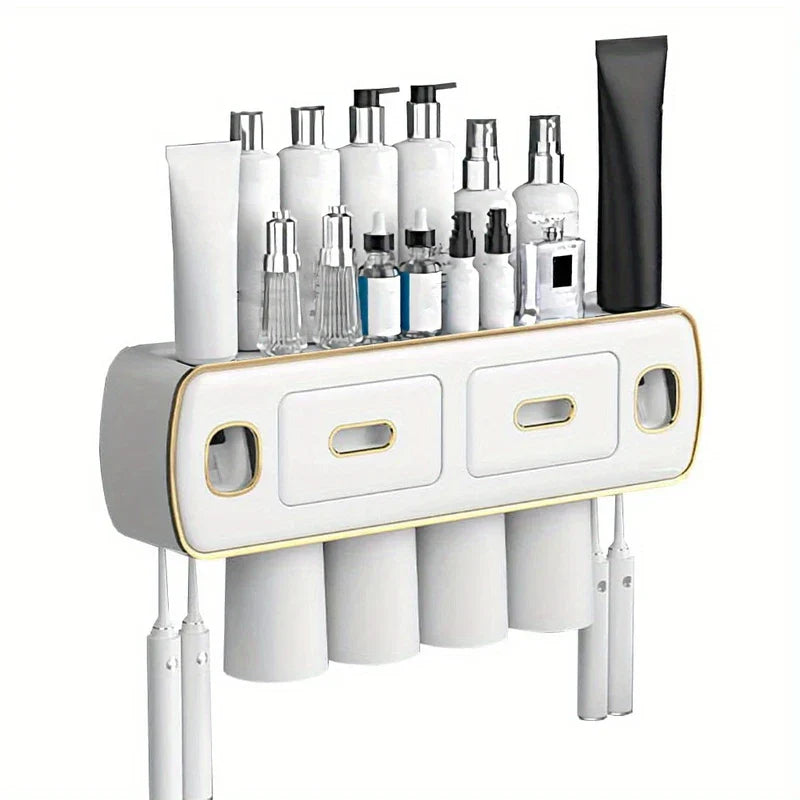 Wall Mount Toothbrush Holder Toothpaste Dispenser Set