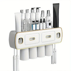 Wall Mount Toothbrush Holder Toothpaste Dispenser Set